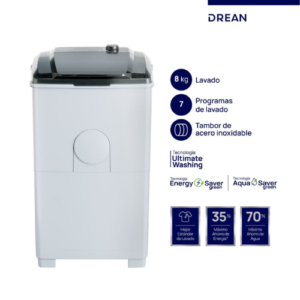 Lavarropas Semiautomático Drean 8kg LTDR87SB0 Blanco Carga Superior